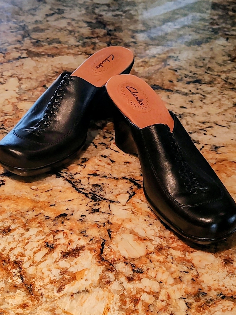 Clarks Athens Upper Leather Mules Black US 9W